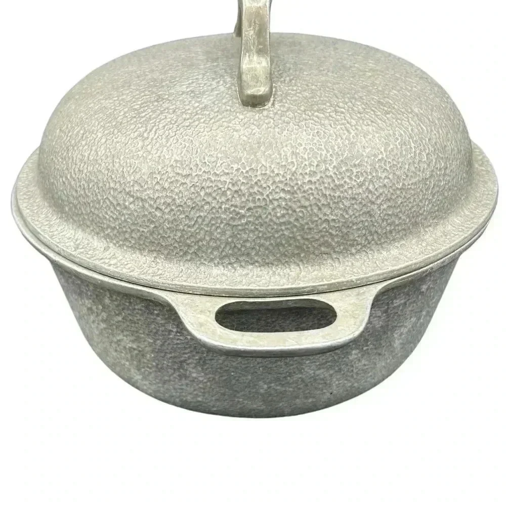 Vintage 1950s Century Silver Seal Hammered Aluminum Dutch Oven Roaster MCM